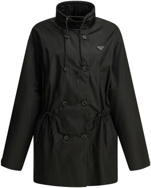 Prada Double Breasted Windbreaker - Black
