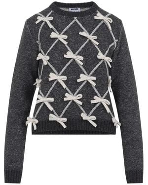 Moschino Fantasia Grigio Bow Jumper - Black