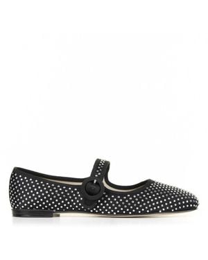 Repetto Square Toe Mary Jane Ballet Flat With Rhinestones - White