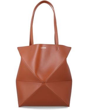Loewe Puzzle Fold Tote Bag - Brown