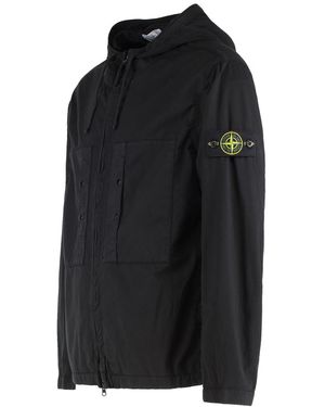Stone Island Hooded Cotton Jacket - Black