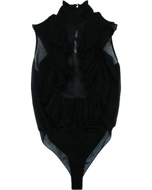 Elisabetta Franchi Sleeveless Tailored Shirt With Statement Detail - Black