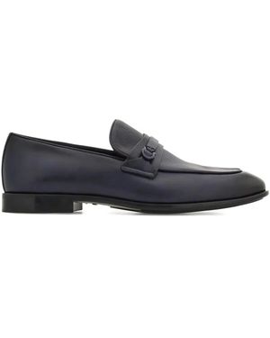 Ferragamo Desio Shaded Leather Loafers - Gray