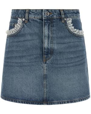 Ganni Denim And Lace Skirt - Blue