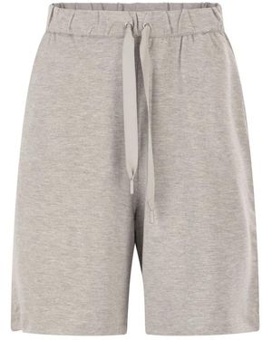 Majestic Stretch Viscose Bermuda Shorts With Drawstring Waist - Gray