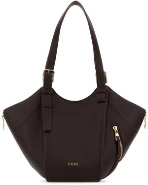 Loewe Chocolate Leather Hammock Flip Handbag - Black