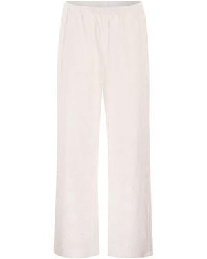 MC2 Saint Barth Wide-Leg Broderie Anglaise Cotton Pants - White