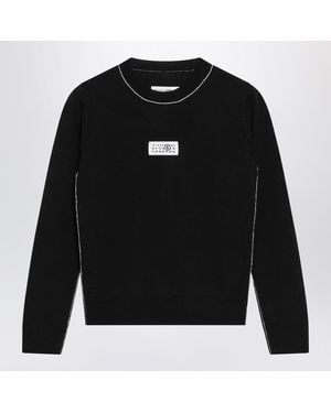 MM6 by Maison Margiela Wool-Blend T-Shirt With Contrast Details - Black