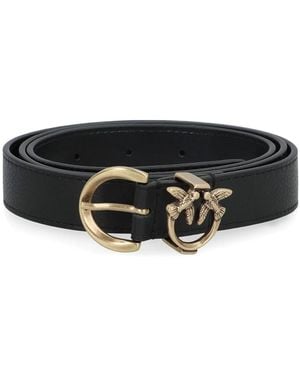 Pinko Logo Buckle Leather Belt - Black