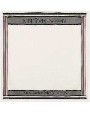 McQueen Ivory Wool Blend Foulard - White