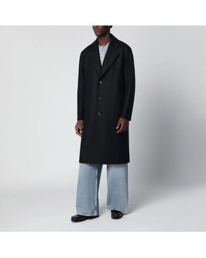 Harris Wharf London Dark Single-Breasted Wool Coat - Black