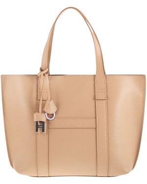 Hogan Small Script Shopping Bag - Natural
