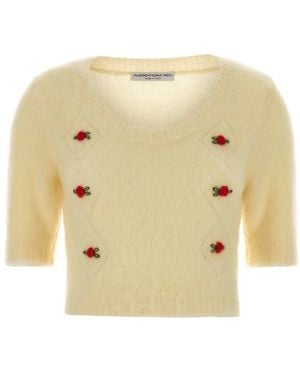 Alessandra Rich Pastel Mohair Blend Jumper - Natural