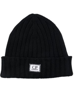 C.P. Company Logo-Patch Beanie Hat - Black