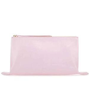 Jil Sander Pastel Leather Medium Clutch - Pink