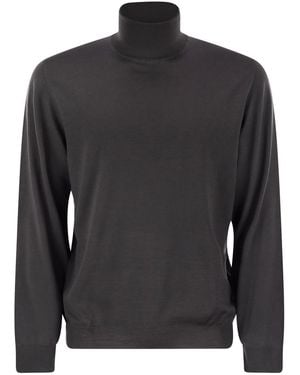 Fedeli Superfine Wool Turtleneck Derby - Gray