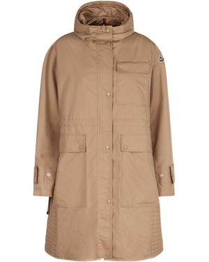Moncler Girls Loret Long Hooded Parka Jacket - Natural