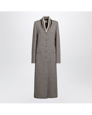 Dries Van Noten Single-Breasted Coat With Micro Pattern - Gray