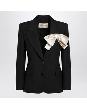 Valentino Single-Breasted Jacket With Bow - Black