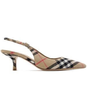 Burberry Check Dame Slingback Pumps - Metallic