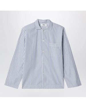 Tekla Light Striped Pyjama Shirt - Blue