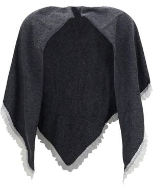 Ganni Openwork Wool Cape - Blue