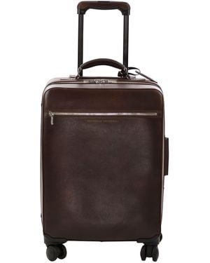 Brunello Cucinelli Calfskin Trolley With Grain - Brown