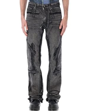 Who Decides War Exposure Patchwork Denim Jeans - Gray