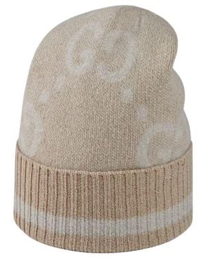 Gucci Gg Damier Jacquard Cashmere Beanie - Gray