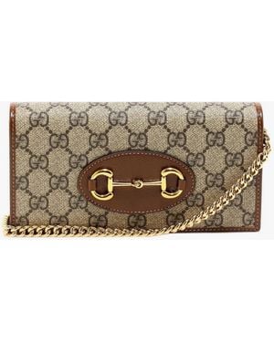 Gucci Gg Supreme Fabric And Leather Shoulder Bag - Gray