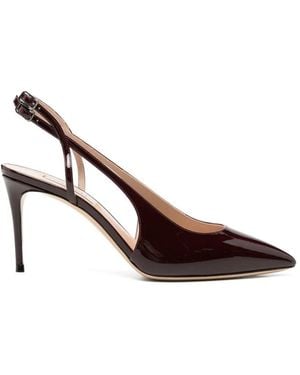 Casadei Patent-Finish Slingback Court Shoes - Brown