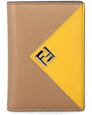 Fendi Lui Leather Card Holder - Yellow