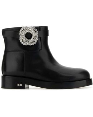 Mach & Mach Mach & Mach Leather Galaxy Ankle Boots - Black