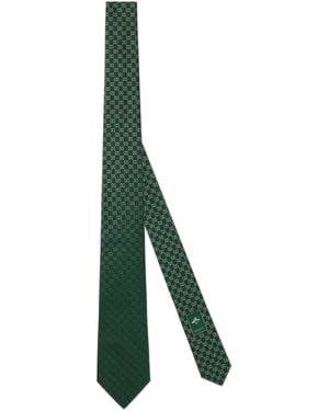 Gucci Gg Jacquard Silk Tie - Green