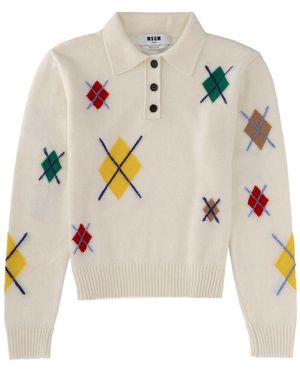 MSGM Polo Shirt With "Argyle" Pattern - Multicolour