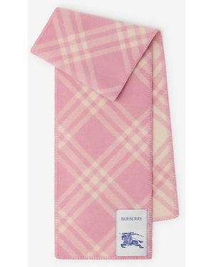Burberry Check Wool Scarf - Pink