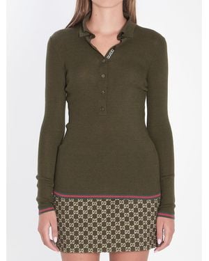 Gucci Top With Polo Collar - Green