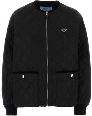 Prada Quilted Crew Neck Jacket - Black