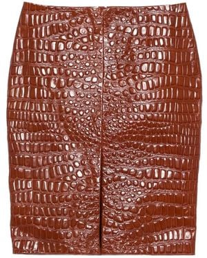 Saint Laurent Embossed Leather Mini Skirt - Red