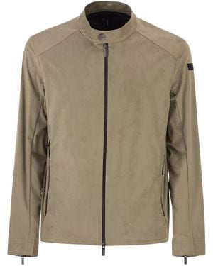 Rrd Suede-Effect Stretch Technical Biker Jacket - Natural