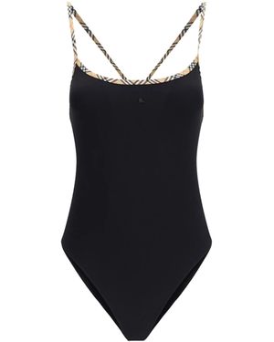 Burberry Check Trim Swimsuit - Black