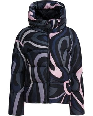 PUCCI Nylon Down Jacket With "marmo" Print - Blue