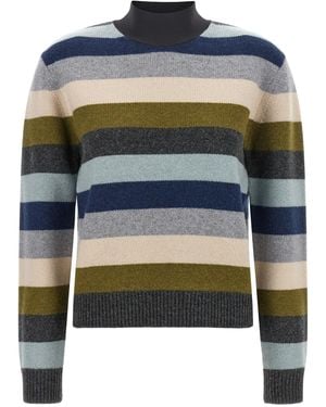 Tory Burch Striped Wool Sweater - Blue