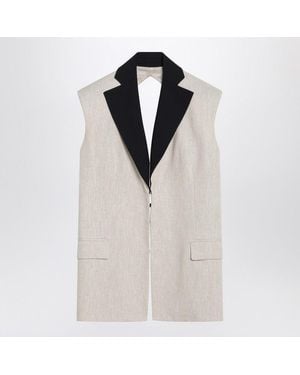 Erika Cavallini Semi Couture Linen Waistcoat With Open Back - White