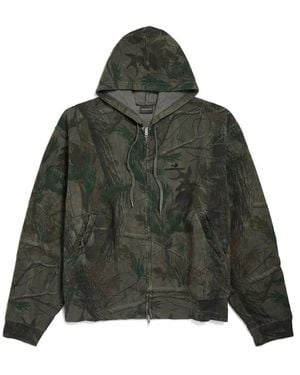 Balenciaga Diamond B Oversized Zip-Up Hoodie - Green