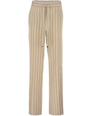 Antonelli Pinstriped Slim-Fit Pants - Natural