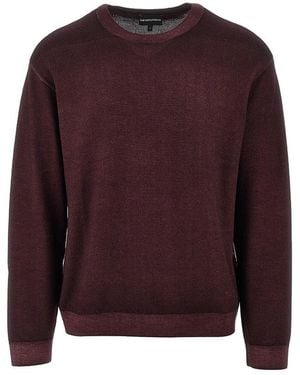Emporio Armani Garment Dyed Wool Crewneck Jumper - Purple