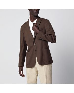 Santaniello Slimfit Singlebreasted Linen Blazer - Brown