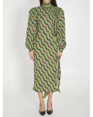 Gucci Printed Silk Dress - Green