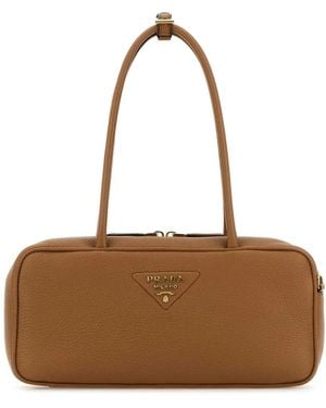 Prada Caramel Leather Shoulder Bag - Brown